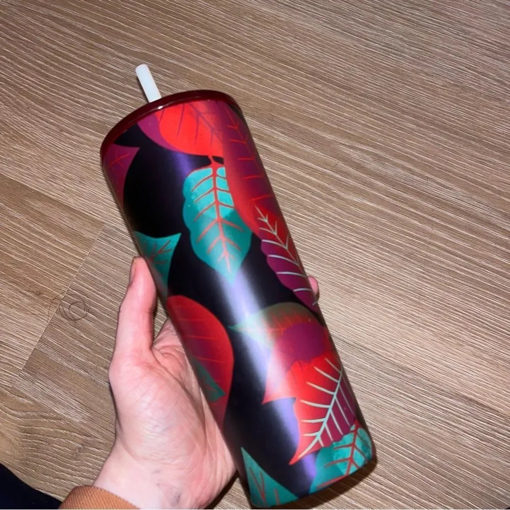 Starbucks Red Palm Tree Tumbler Reusable Cold Cup Tropical Drink Cup